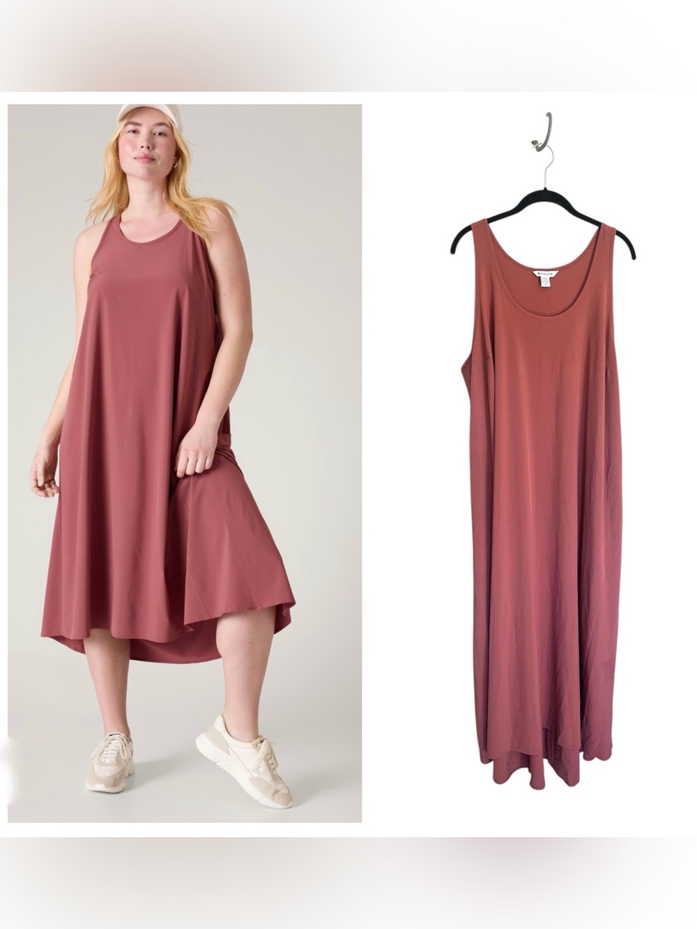 Athleta Presidio Traveler maxi dress rosewood flowy relaxed pockets sz 1X travel